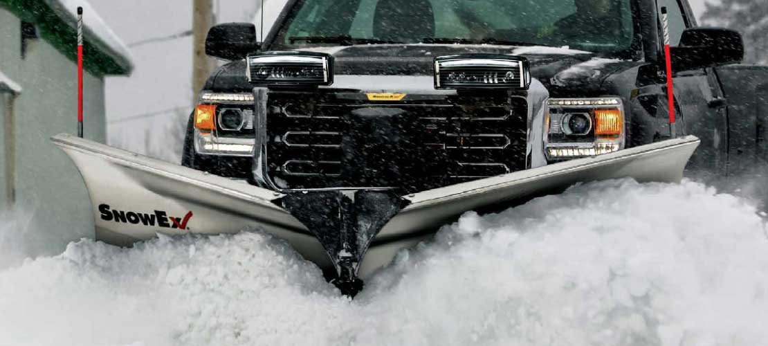 v plow crashing into snow bank
