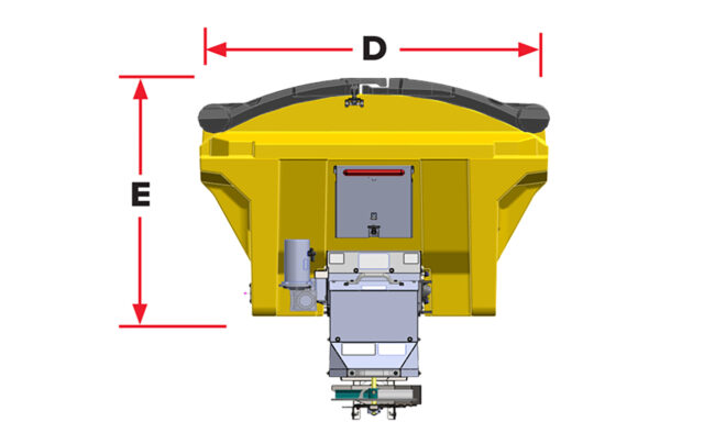 dimensions diagram for poly hoppers - rearview
