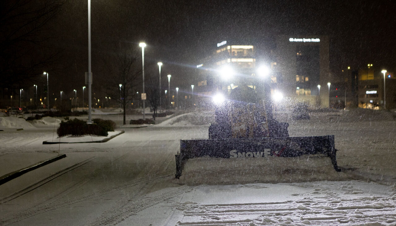 snowex power pusher nighttime plowing
